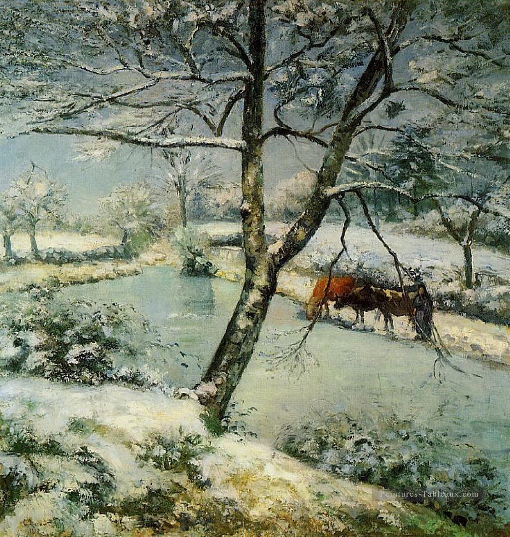 hiver à montfoucault 1875 Camille Pissarro paysages Rivières Peintures à l'huile